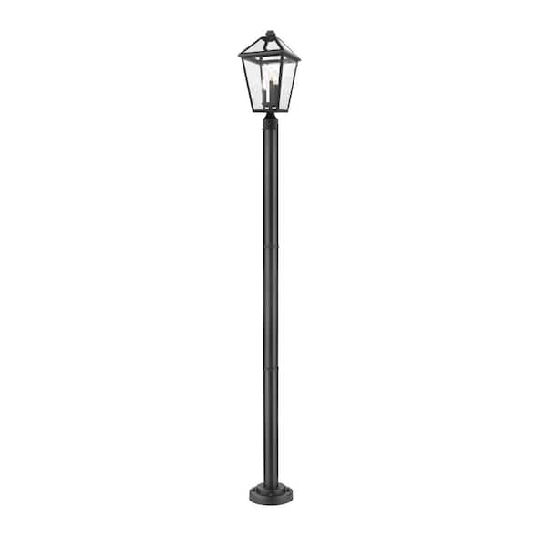Unbranded Talbot 3-Light Black 100.25 in. Aluminum Hardwired Outdoor Weather Resistant Post Light Set with No Bulb Included