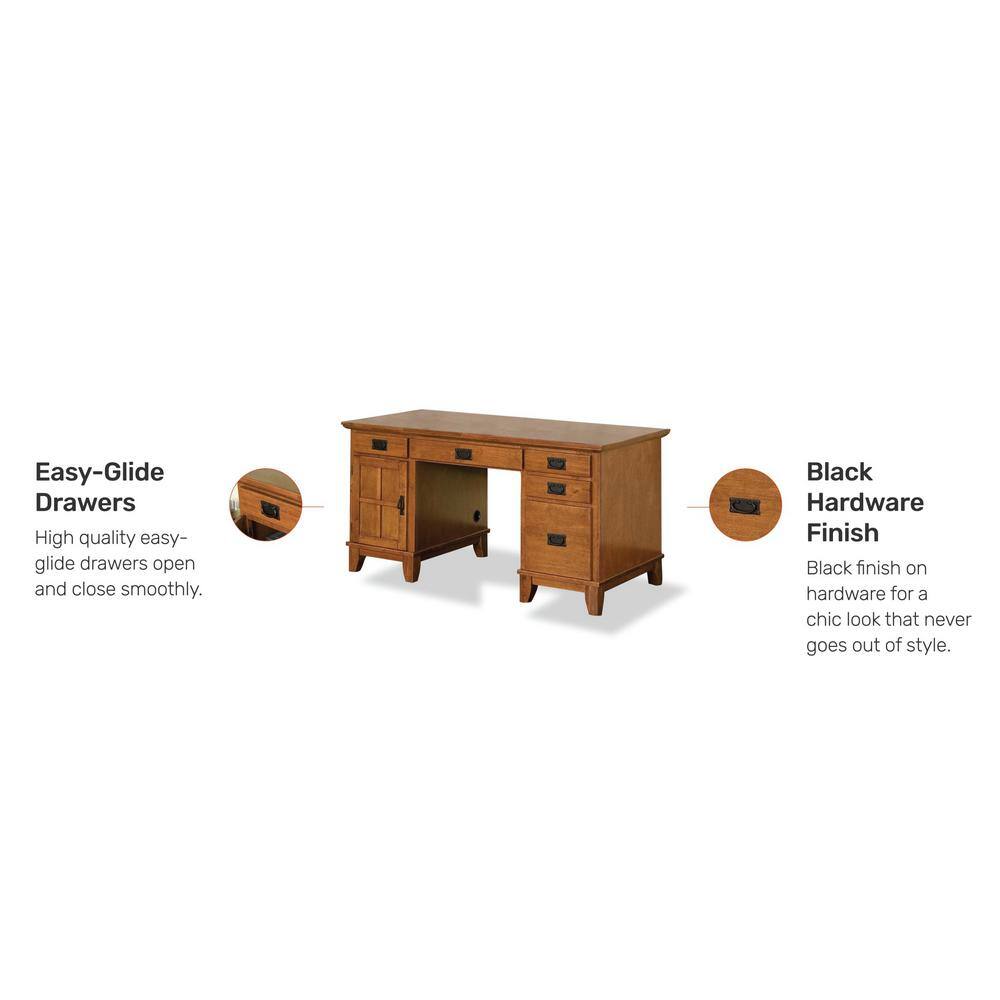 Executive Cottage Oak Pedestal Desk with Filing Drawer and Keyboard Tray