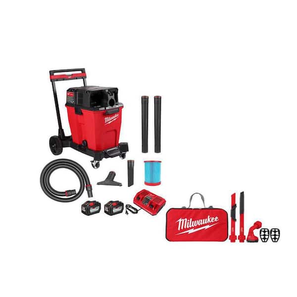 M18 FUEL 12 Gal. Cordless Dual-Battery Wet/Dry Shop Vac Kit w/AIR-TIP 1-1/4 in. - 2-1/2 in. (4-Piece) Automotive Kit