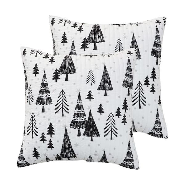LEVTEX HOME Northern Star 2-Piece Black, White Holiday Pine Trees Microfiber Euro Sham (Set of 2)