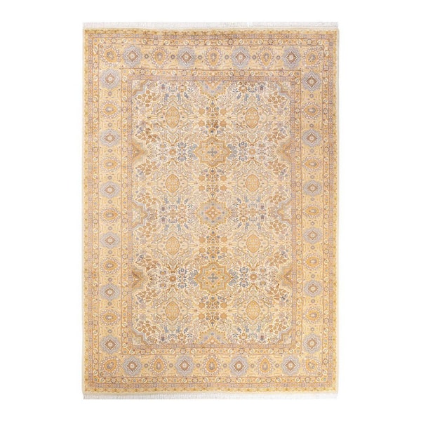 Solo Rugs Mogul One-of-a-Kind Traditional Ivory 6 ft. 1 in. x 9 ft. 1 in. Oriental Area Rug
