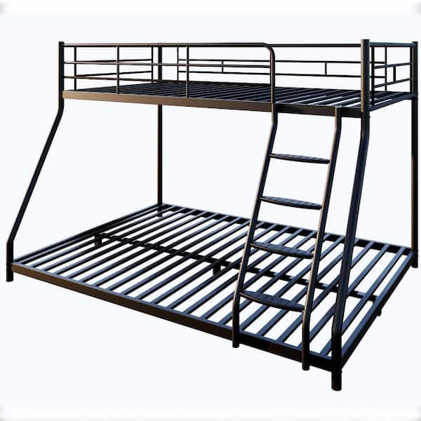 GODEER Black Heavy Duty Twin over Full Metal Bunk Bed, Easy