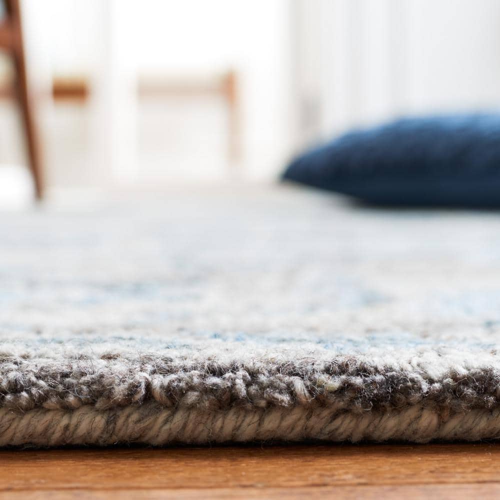Hand-Tufted Grey and Blue Wool Round Area Rug