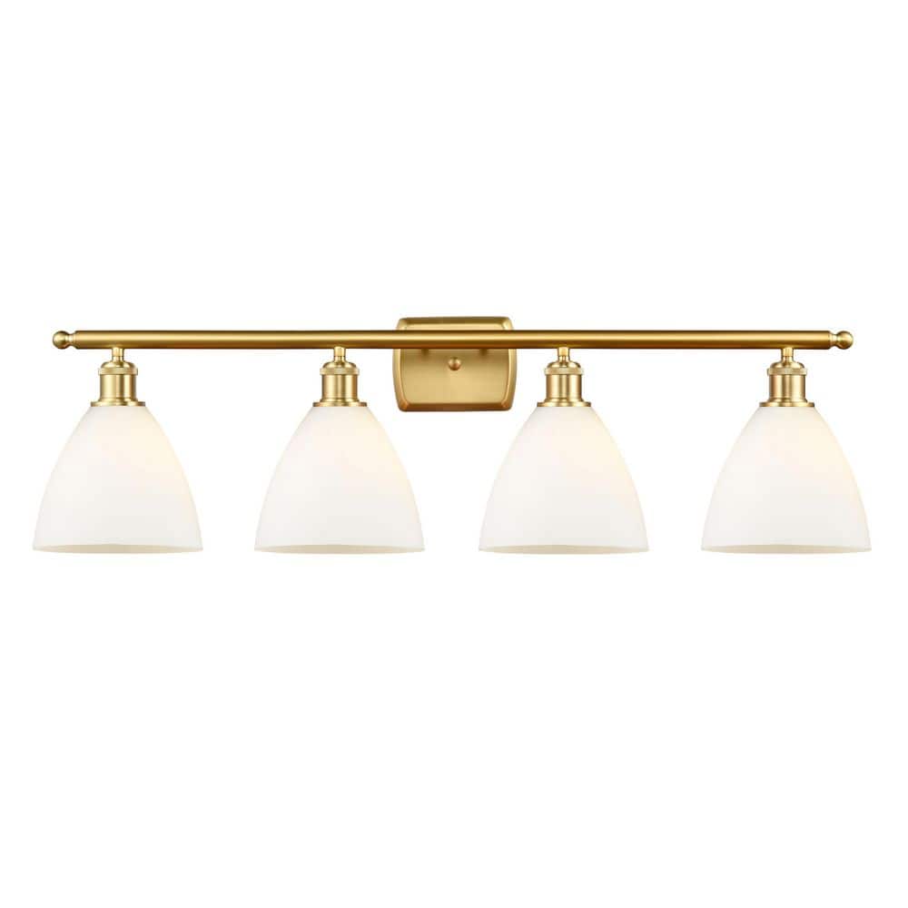 Bristol Glass 38 in. 4-Light Satin Gold Vanity Light with Glass Shade price history on PriceWatchPro