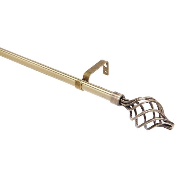 Home Details Modern Twist 86 to 120 in. Single Curtain Rod in Antique Brass