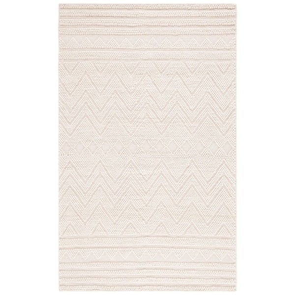 Natura 3 ft. x 5 ft. Light Beige Chevron Striped Solid Color Area Rug