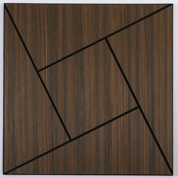 0.4 in. x 24 in. x 24 in. Smoked Self-Adhesive Square Edge MDF Decorative Wall Paneling (4-Pack)