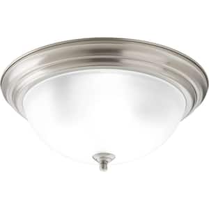 3-Light Brushed Nickel Flush Mount with Etched Glass