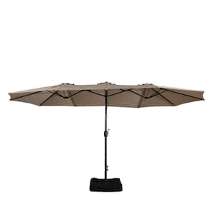 15 ft. Double-side Designed Fade Resistant and UV Resistant Patio Market Umbrella with Base in Tan