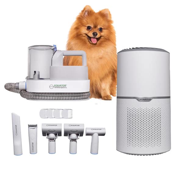 Equator 269 sq. ft. HEPA Air Purifier 110V + PET HEALTHY HOME SET Level 1 Groomer in White