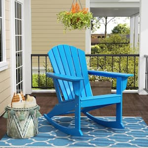Mason Pacific Blue Adirondack HDPE Plastic Outdoor Rocking Chair