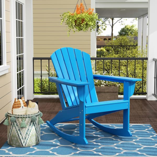 Mason Pacific Blue Adirondack HDPE Plastic Outdoor Rocking Chair