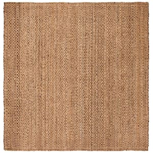 Natural Fiber Beige/Brown 5 ft. x 5 ft. Square Border Area Rug