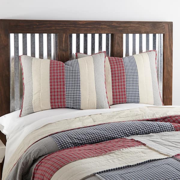 VHC BRANDS Hatteras Patch Red White Blue Americana Patchwork Cotton Standard Sham