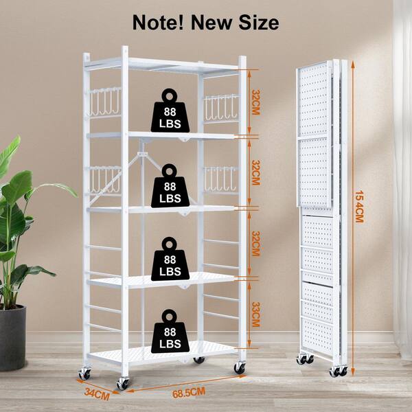 thumbnail image 2 of Costway 5-Tier Foldable Storage Shelf Unit On Wheels – Industrial Black, 30x13.5x60 Inches 2 of 5