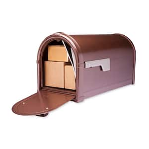 Hillsborough Copper, Large, Steel, Post Mount Mailbox with Silver Flag
