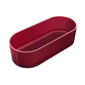 Moray 67 in. x 30 in. Stone Resin Flatbottom Freestanding Solid Surface Double Slipper Soaking Bathtub in Cherry Red