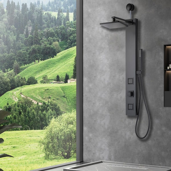 ANZZI Dion Series 39 in. 2-Jetted Shower Tower with Heavy Rain