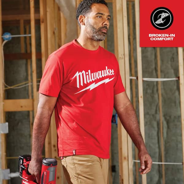 Milwaukee Men's 3X-Large Red Heavy-Duty Short-Sleeve T-Shirt 607R