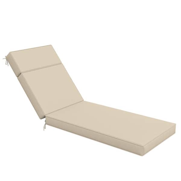 80 in. x 26 in. x 4 in. Premium Waterproof Chaise Lounge Cushion, All-Weather Replacement for Outdoor Chairs Cream