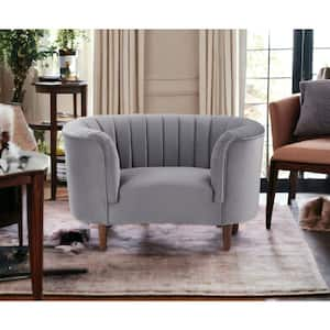 Amelia 32 in. Gray Velvet Arm Chair