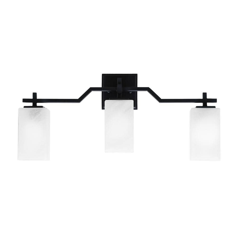 Bridgewater 24.75 in. 3 Light Vanity Light Matte Black 3.5 in. Square White