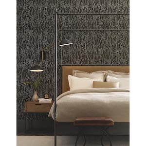 Brown and Gold Star Struck Paper Unpasted Matte Wallpaper (27 in. x 27 ft.)