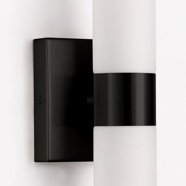 w0yu_ny2wです₊⁎⁺˳✧༚ YANSUN 18 in. 2-Light Matte Black and White Tube Wall Sconce
