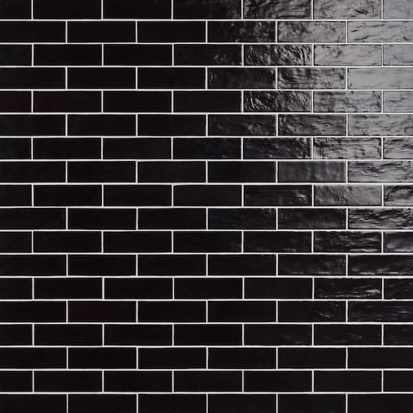 Ivy Hill Tile Amagansett Jet Black 2 in. x 8 in. Mixed Finish Ceramic Subway Wall Tile (5.38 sq. ft. / case)