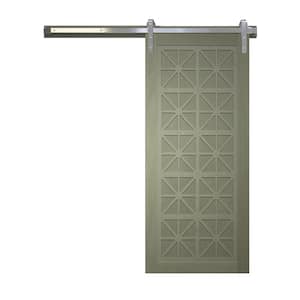 30 in. x 84 in. Lucy in the Sky Gauntlet Wood Sliding Barn Door with Hardware Kit in Stainless Steel