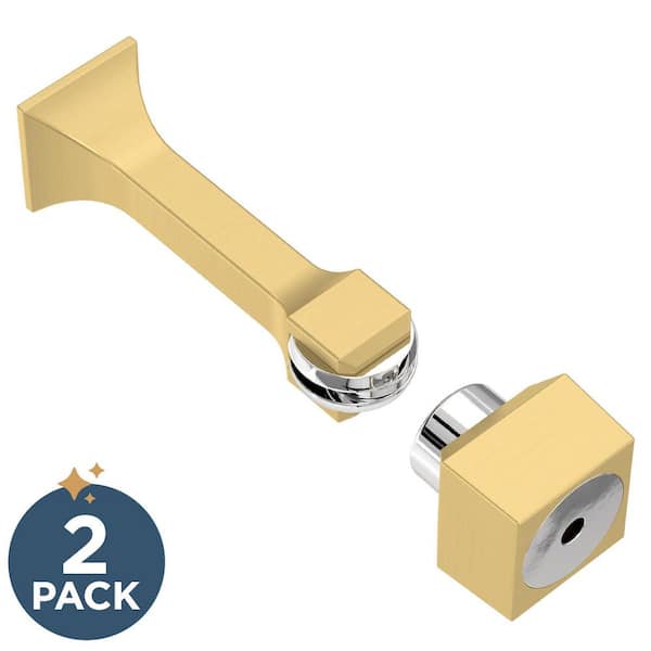 2-Pack Classic Edge 3 in. (76 mm) Magnetic Door Stop in Brushed Brass