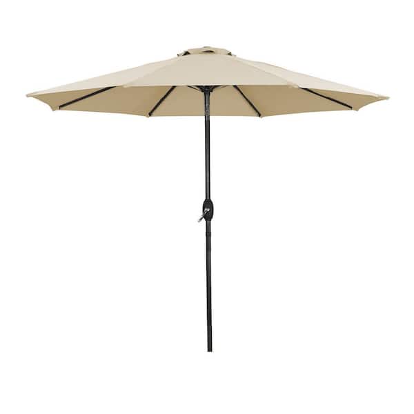CASAINC 9 ft. Aluminum Market Tilt Patio Umbrella in Brown