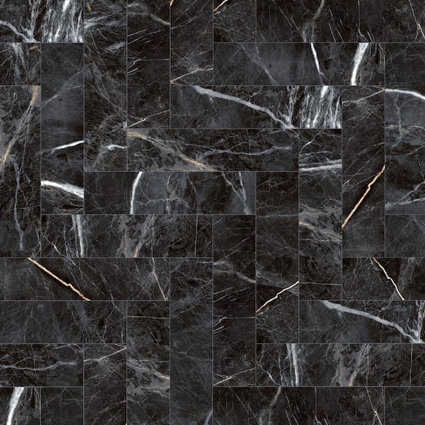 MOLOVO Elegance Marquina Gold Subway 3.15 in. x 12.99 in. Matte Porcelain Marble look Floor and Wall Tile (9.04 sq. ft./Case)