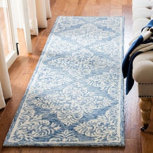 Micro-Loop Blue/Ivory 2 ft. x 7 ft. Geometric Runner Rug