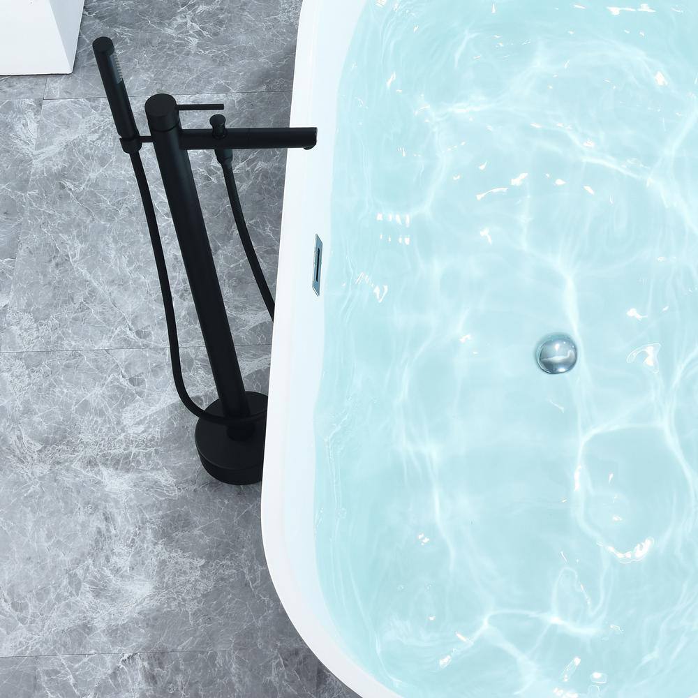 Szany 67'' Gray Freestanding Acrylic Soaking Bathtub