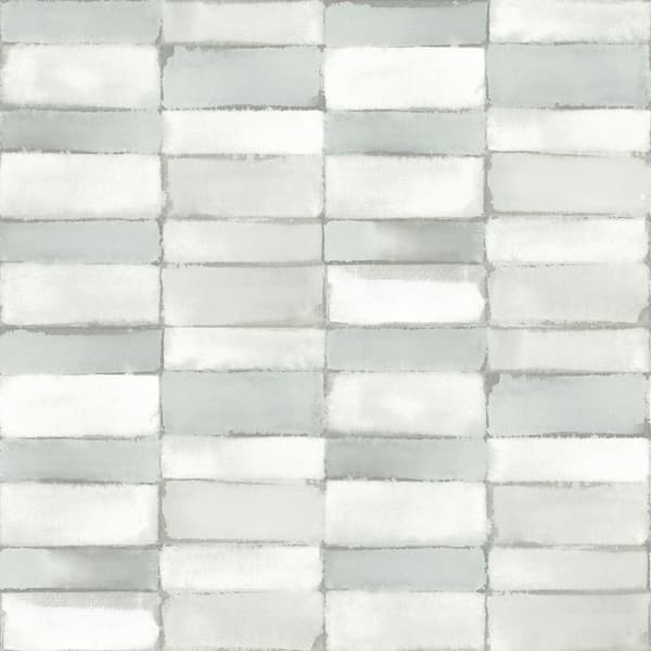 A-Street Prints Braden Tile Green Metallic Paper Wallpaper Sample