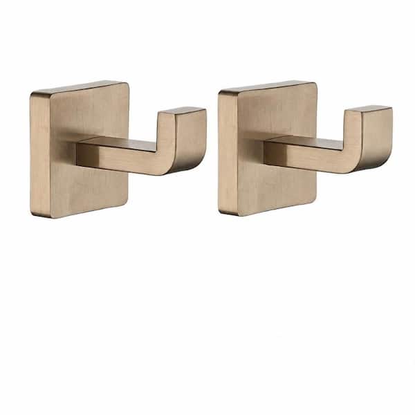 Set of 2 Champagne Bronze Bathroom Wall-Mounted Towel and Robe Hooks 0.8mm Thick Stainless Steel Bronze,