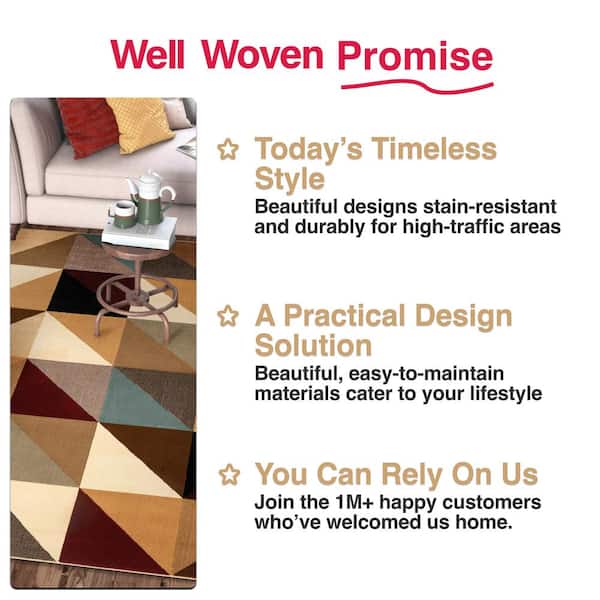 Barclay Emine Modern Geometric Ivory Multi 5 ft. 3 in. x 7 ft. 3 in. Area Rug