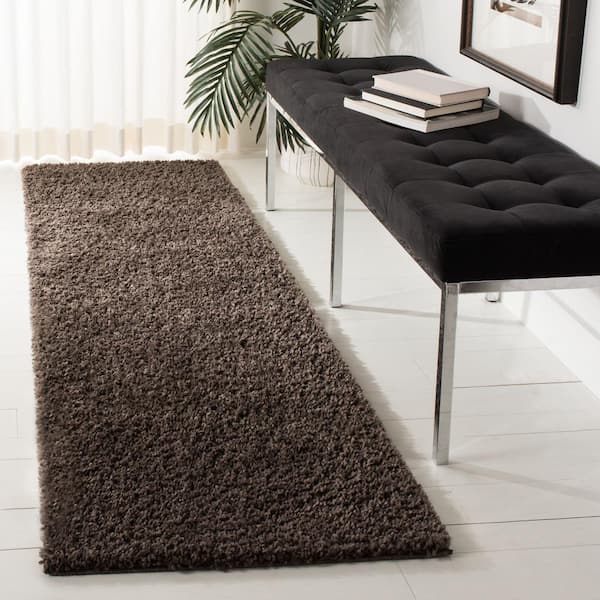 August Shag Brown 2 ft. x 8 ft. Solid Runner Rug