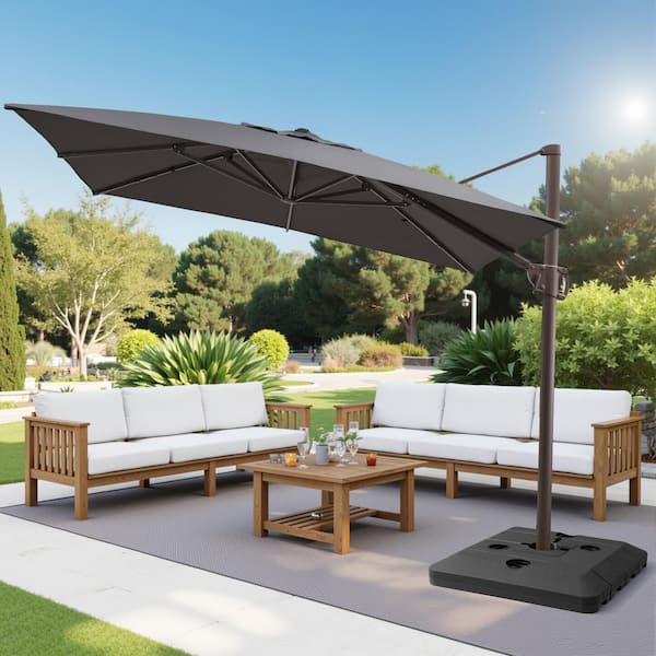 9.83 ft metal cantilever patio umbrella in gray Premium Quality and Durable Rectangular Enhance your outdoor experience with the PURPLE LEAF Patio Umbrella Cantilever Patio Umbrella | Wind