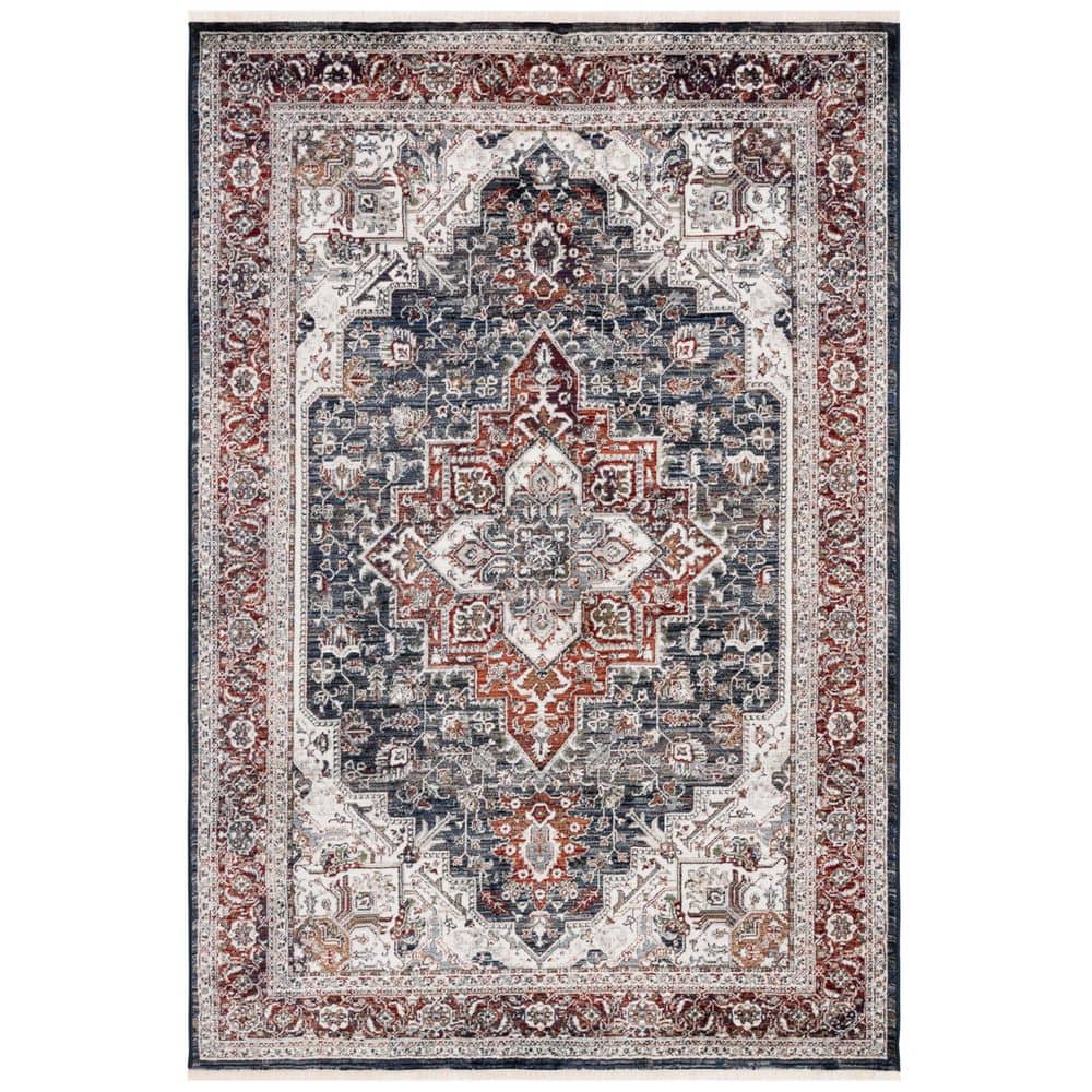SAFAVIEH Vintage Persian 5 ft. x 8 ft. Navy/Red Ornate Border Medallion ...