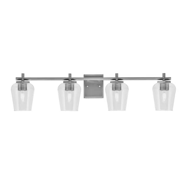 Unbranded Bridgewater 36 in. 4 Light Vanity Light Graphite with 5 in. Clear Bubble Glass Shades, No Bulbs Included