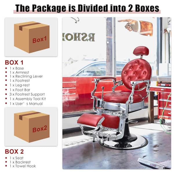 Costway Red Chair Salon Chair Hydraulic Recline Beauty Spa