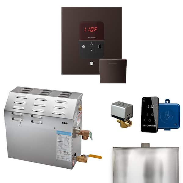 MS 7.5 kW (7500 W) Steam Shower Generator Package with Square iTempo Control in Oil-Rubbed Bronze and Accessories