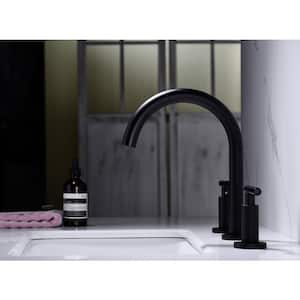 High Arc 3 Hole 8 in. Widespread Double Handle Bathroom Faucet in Matte Black