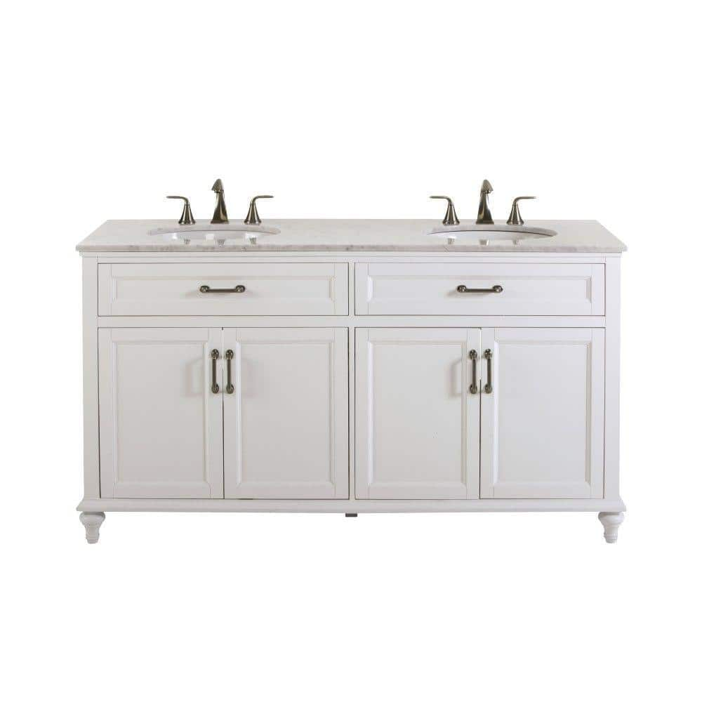 Reviews For Home Decorators Collection Charleston 61 In W X 22 In D Double Bath Vanity In White With Natural Marble Vanity Top In White Rlwv6122 The Home Depot