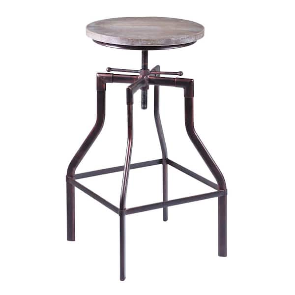 Armen Living Concord Adjustable Bar Stool in Industrial Copper with Pine Wood seat