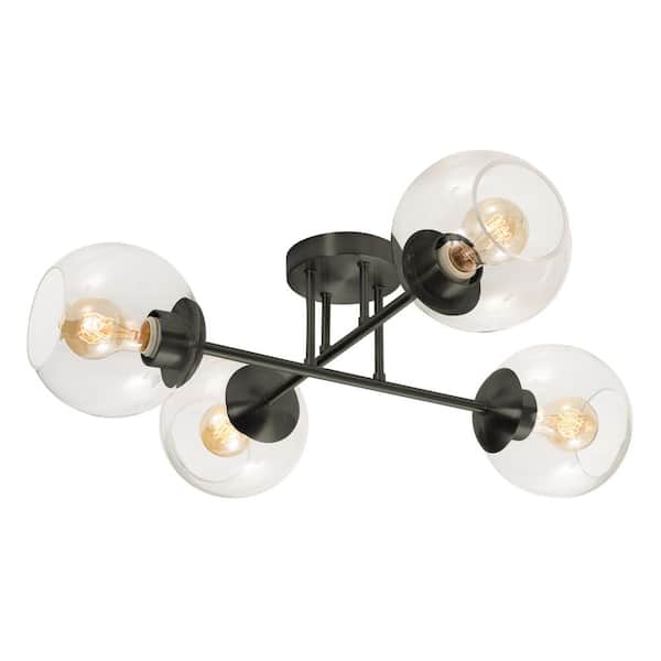 AFX Jamie 6.3 in. Black Semi-Flush Mount