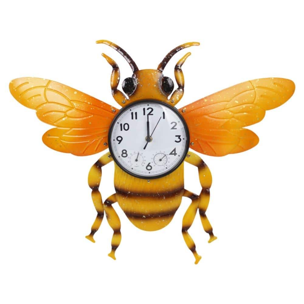 23 in Outdoor Wall Clock with Thermometer and Humidity, Silent Waterproof Bee Design, Yellow, 1-Piece price history on PriceWatchPro