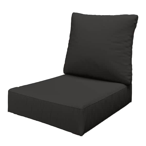 Kimunuk 24 in. x 24 in. x 6.5 in. Outdoor Repacement Deep Seating Lounge Chair Cushion with Backrest Black